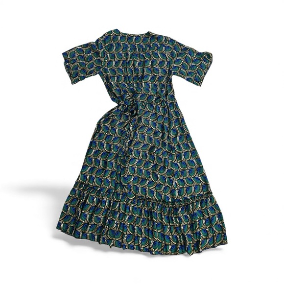 Chic Teal Patterned Maxi Dress - Picture 3 of 4